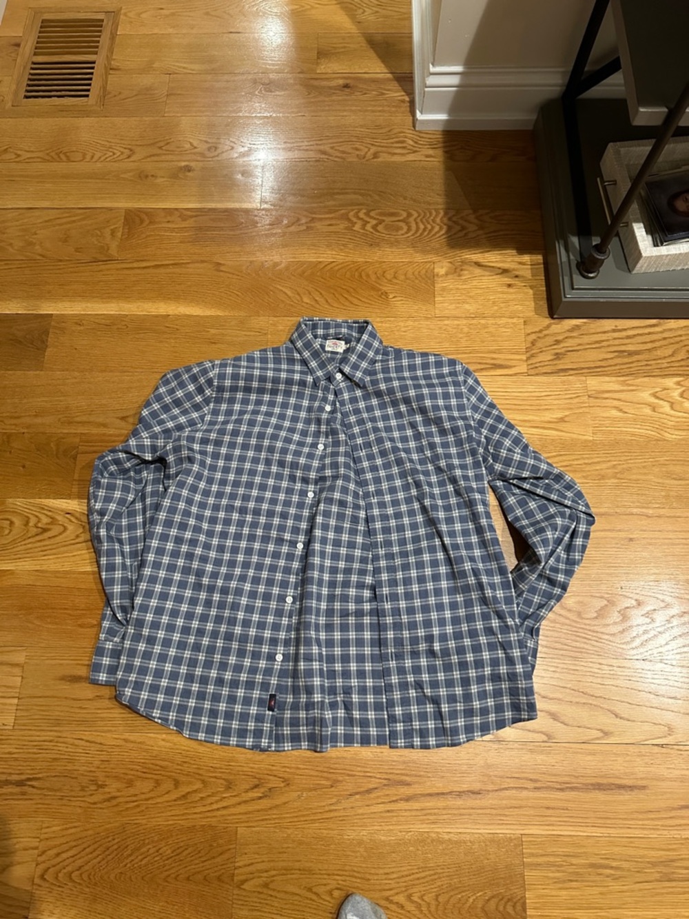 Faherty Blue and White Plaid Button-Down Shirt
